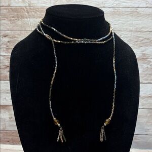 Elegant Gold Silver Copper Beaded Open Ended Necklace